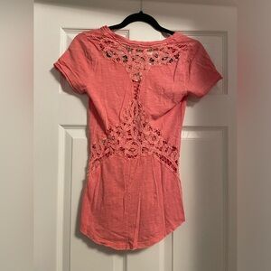 Free People Lace Cut Out Tee Shirt